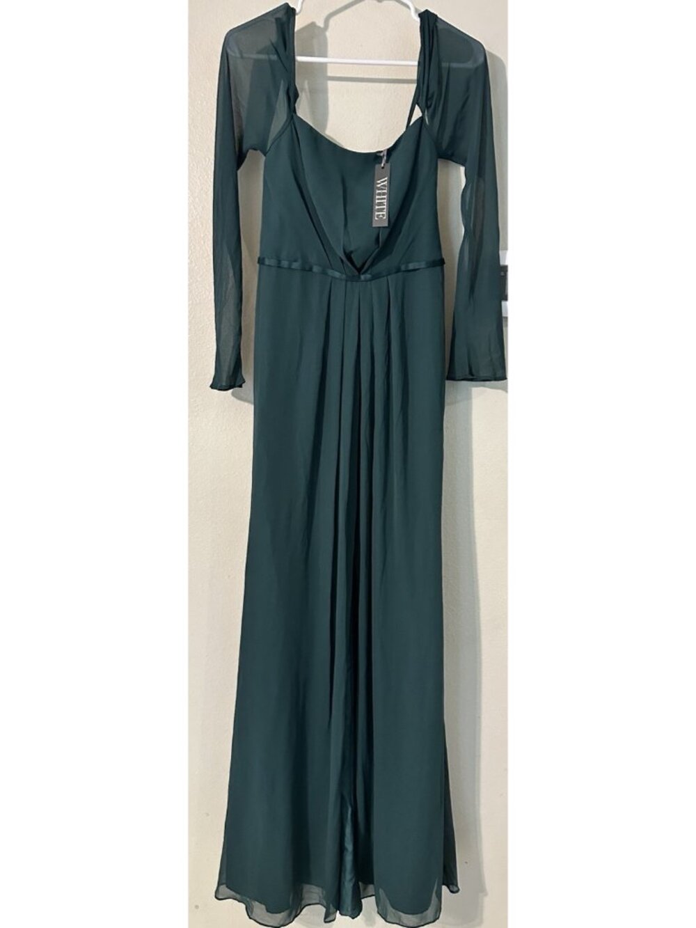NWT White by Vera Wang Sz 2 Emerald Green Chiffon Prom Bridesmaid Dress Formal